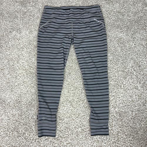 Athleta Pants Womens Large Gray Striped Ankle Leggings Zip Relay Striped Tight
