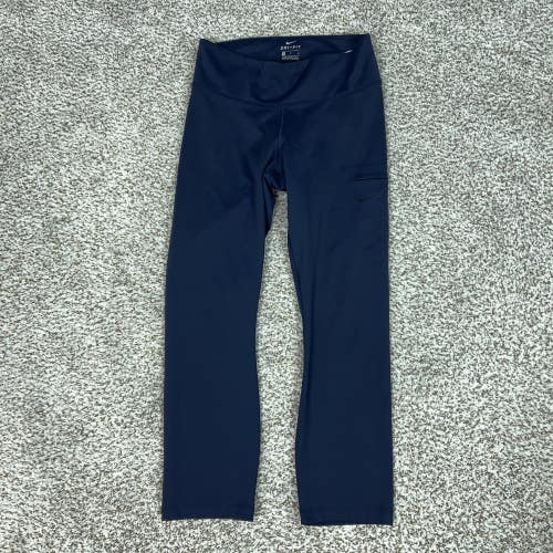 Nike Pants Womens Medium Blue Dri-FIT High Rise Ankle Leggings Pocket Gym Sport