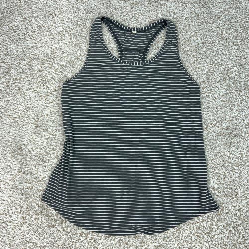 Lululemon Tank Top Womens Medium Gray Striped Racerback Yoga Gym Workout Sports