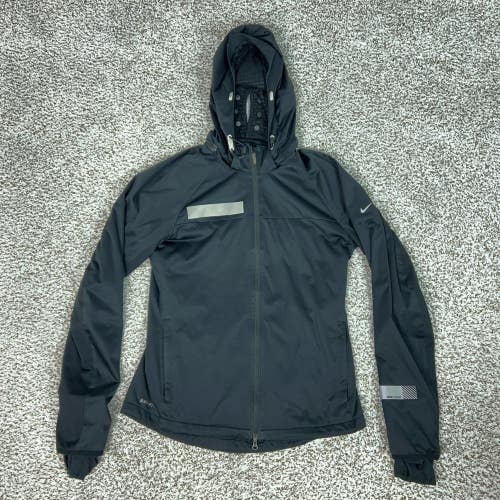 Nike Jacket Womens Medium Black Hooded Full Zip Element Dri-FIT Running Athletic