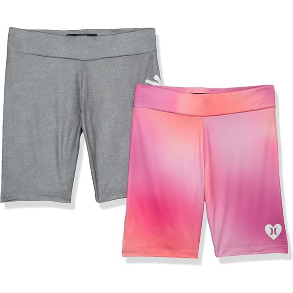 Hurley Biker Shorts Girls Large Multicolor Stretch Elastic Waist 2-Pack DSGL1142