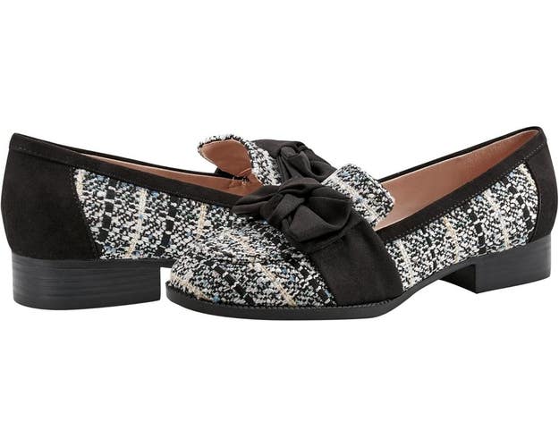 Bandolino Lindio Loafers Women's US 7 Black Round Toe Comfort Shoes HTAT856