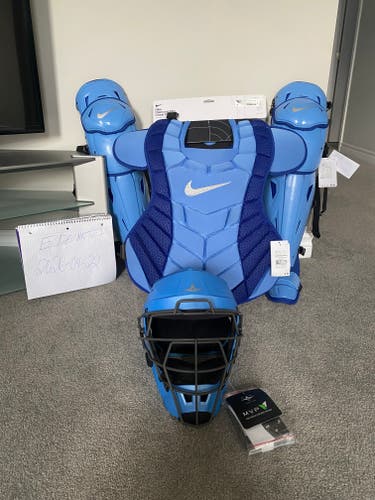 Baby Blue/Royal Blue Nike Catcher's Gear + Pro Issued MVP Pro Helmet (Alejandro Kirk) (New)