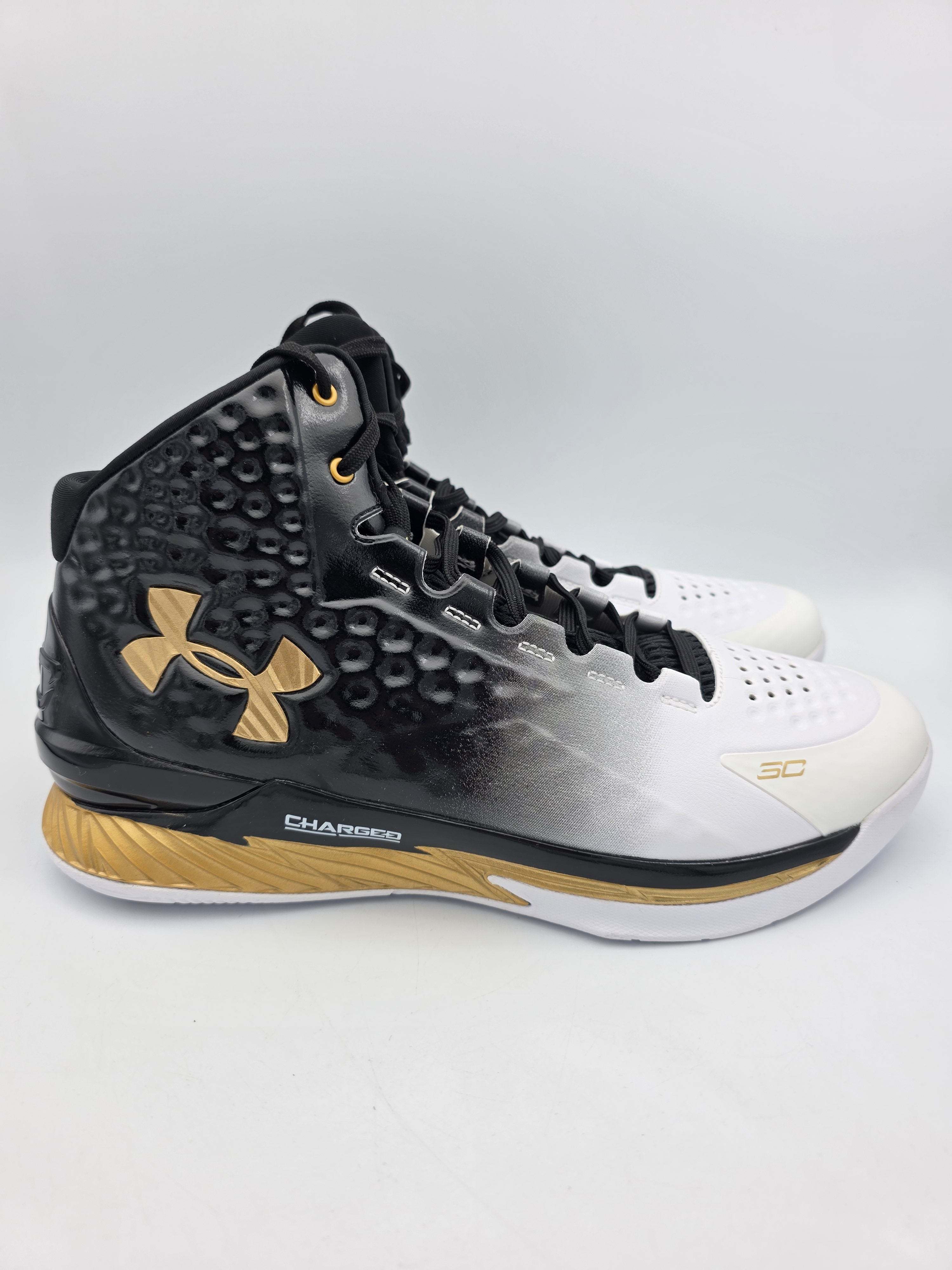 Under Armour Curry 1 Retro MVP Black White Gold Basketball Mens Under Armour UA Curry 1 Retro MVP Black White Gold  main image 2