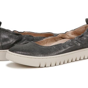 Vionic Uptown Ballet Flat Womens 10 Gray Leather Round Toe Slip On Shoes ZOGG800