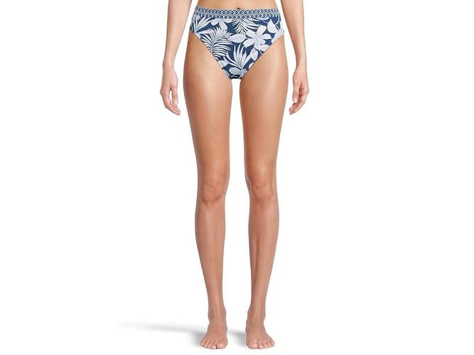 Tommy Bahama Island Cays Blooms Bikini Bottom Women Large Blue High-Waist BUU071