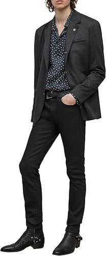 John Varvatos Blazer Mens 44R Charcoal Snap Front Notch Lapel Regular Fit GBO315