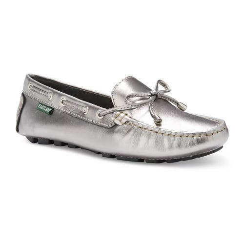 Eastland Marcella Flats Women's 10 Silver Metallic Moc Toe Loafers Shoes ZAP297