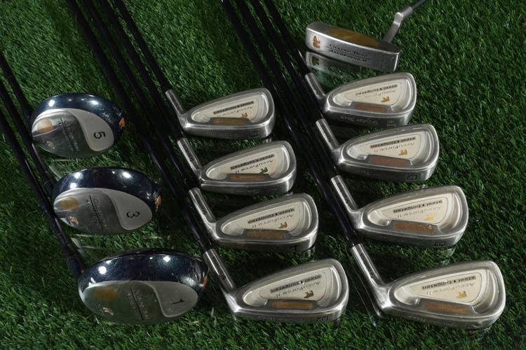 Mens 15Pc. Golf Set Golden Bear Accuforce II Irons, Woods, Putter, Headcovers RH