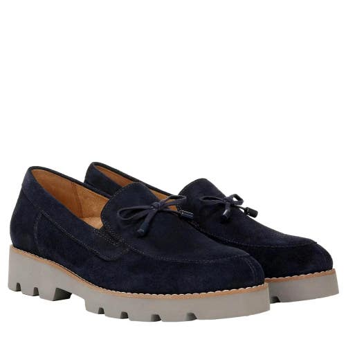 Vionic Charm Finley Loafer Womens US 10 Navy Suede Bow Lace Slip On Shoes ZAP471