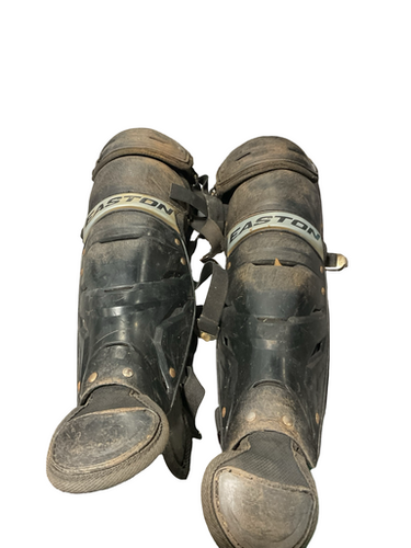 Used Easton BLACK SHIN GUARD YOUTH 9-12 Catchers Leg Guards Black Youth 11834-S000049418