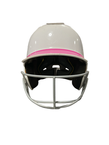Used Easton JR WHT/PINK HELMET 6 3/8-7 1/8 Batting Helmet w/Mask White One Size 11834-S000049401