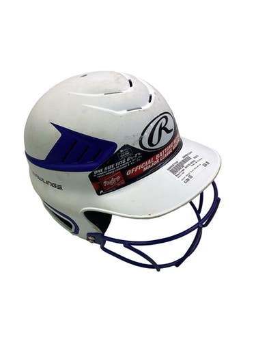 Used Rawlings WHITE/ROYAL Batting Helmet w/Mask Royal Blue And White One Size 11347-S000267339