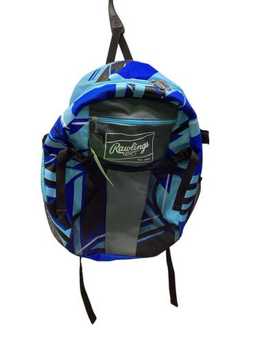 Used Rawlings 2 BAT BACKPACK BB/SB Player Carry Bag Royal Blue 11347-S000267324