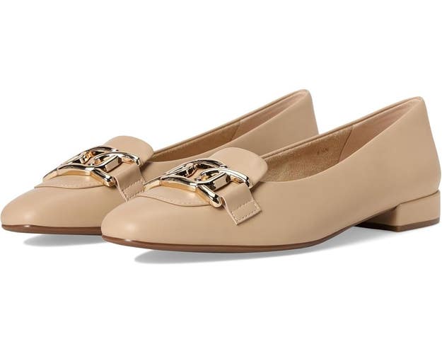 Vaneli Tansy Flats Women's US 9.5B Beige Leather Square Toe Slip On Loafer RG280