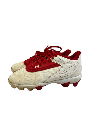 Used Under Armour LEADOFF BB/SB Cleats White And Red Junior 01.5 11692-S000149557