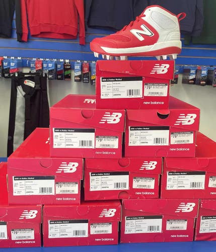 New Balance 3000 V6 RED Rubber Molded Baseball Cleats