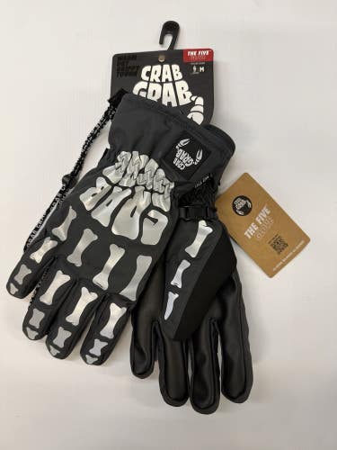Crab Grab 2026 The Five Gloves Reflective Bones Size Medium NWT
