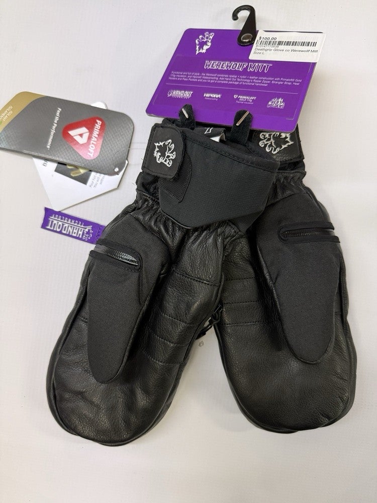 Deathgrip Glove Co Ghoul Glove Mens L Black Snowboard NWT