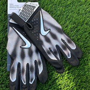 Nike Batting Gloves - Alpha Elite 5 - Adult Medium - White/Black - NWT