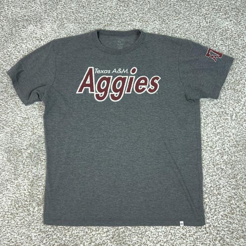 Texas A&M Aggies Shirt Mens Large Gray NCAA Football 47 Brand Tee T College