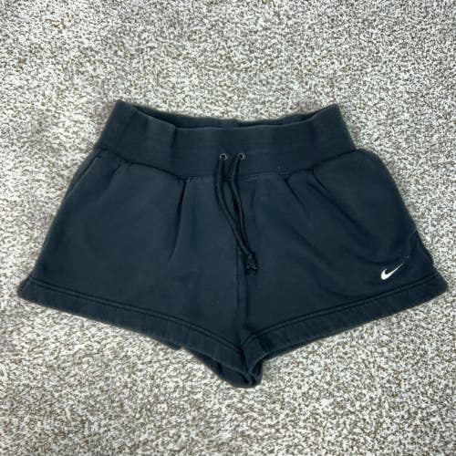 Nike Shorts Womens Large Black French Terry Sweat Lounge Gym Casual Swoosh Logo