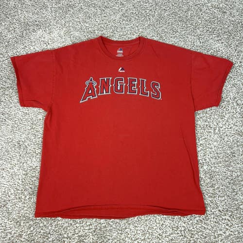 Los Angeles Angels Shirt Mens XL Red MLB Baseball Majestic Mike Trout 27 Tee