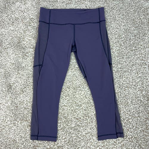 Lululemon Pants Womens 8 Purple Blue Crop Leggings Mesh Panels Pockets Yoga Gym