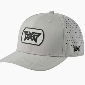 NEW PXG Perforated 6 Panel Dog Tag Grey/Black Adjustable Snapback Golf Hat/Cap