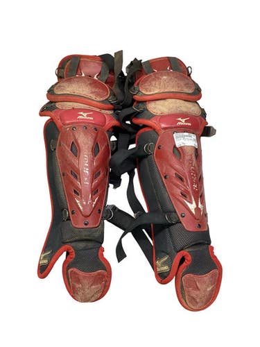 Used Mizuno DRYLITE SHIN GUARDS Catchers Leg Guards Red Youth 11347-S000267382