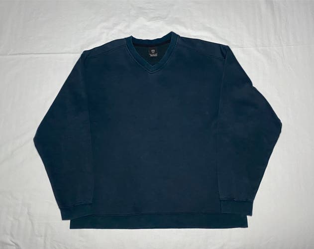 Vintage Nike Golf Fleece Pullover Mens Large Black V-Neck Sweater Sweatshirt Y2K