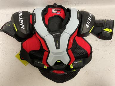 Used Bauer VAPOR HYPERLITE X Senior Shoulder Pads White/Black/Red LG 11855-S000202099