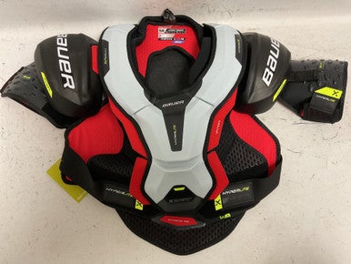 Used Bauer VAPOR HYPERLITE X Senior Shoulder Pads White/Black/Red LG 11855-S000202099