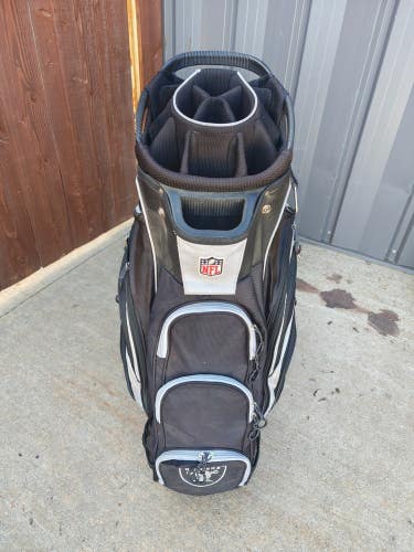 Wilson 14 Divider Las Vegas Raiders NFL Cart Bag Black w Raincover Cooler Pocket