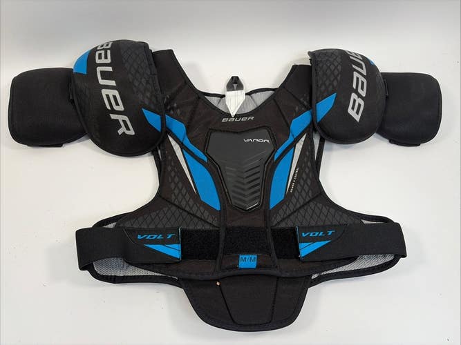 Bauer Vapor Volt Ice Hockey Shoulder Pads, Senior Medium, Blue/Black