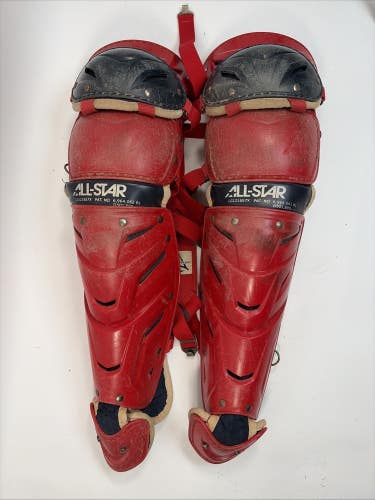 All-Star S7 Baseball Catcher's Leg Guards, 18", Blue/Red