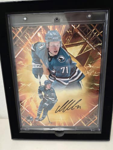 2025-26 FANATICS EMANATE UNDER WRAPS MACKLIN CELEBRINI AUTO 8x10 ORANGE 04/25