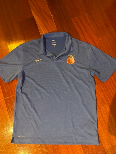 2026 US Olympic Team Issued Blue Nike Golf Polo Used Gold Medal Team M Medium