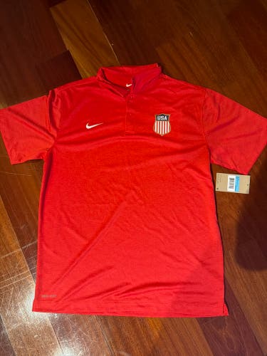 2026 US Olympic Team Issued Red New NWT Nike Golf Polo Used Gold Medal Team M Medium