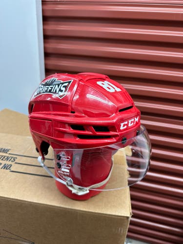 Signed Jakub Rychlovský Grand Rapids Griffins CCM Super Tacks X Helmet Pro Stock (Used)