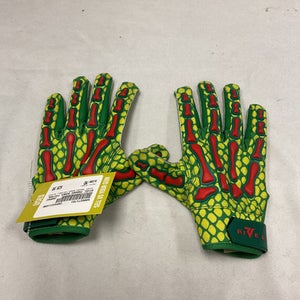 Used RIVEL PADDED BONES FOOTBALL GLOVES FB Gloves Green MD 11490-S000271701