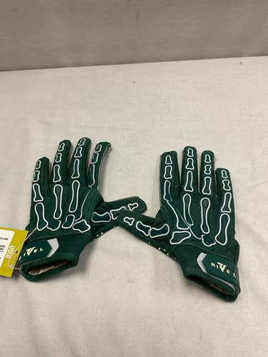 Used RIVEL PADDED BONES FOOTBALL GLOVES FB Gloves Green MD 11490-S000271702