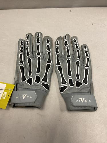 Used RIVEL PADDED BONES FOOTBALL GLOVES FB Gloves Grey MD 11490-S000271703