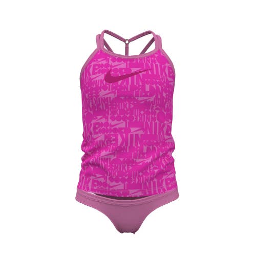 Nike Retro Flow Tankini Set Girls XS Pink Strapback Two-Piece Swimwear DSGL1171