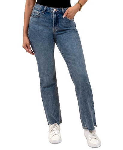 Rewash Jeans Womens 3 Juniors Blue Deinm High Rise Distressed Straight Leg PAL14