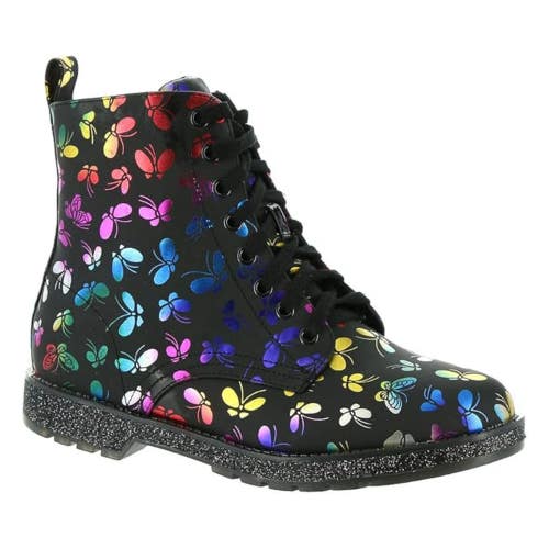 Mia Giuletta GSK007-005 Boots Girls US 5 M Black Butterfly Print Ankle HTAT807