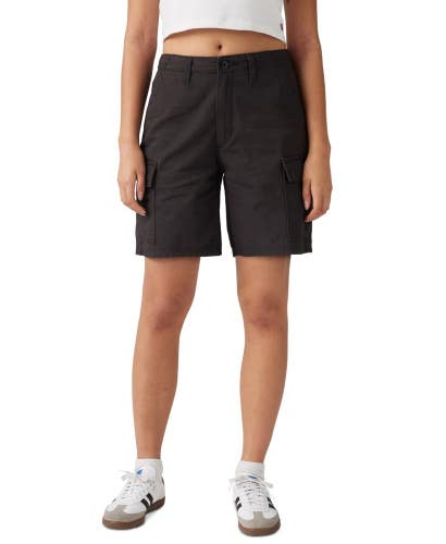 Levi's Cargo Shorts Women's 28 Black Cotton Flat Front Mid Rise Baggy Fit PAL139