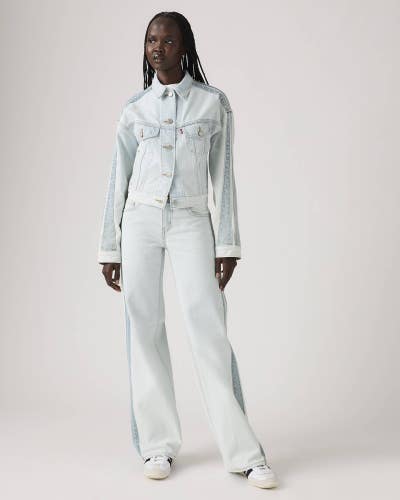 Levi's Superlow Loose Stripe Jeans Women's 32x32 Blue Denim Straight Leg PAL24