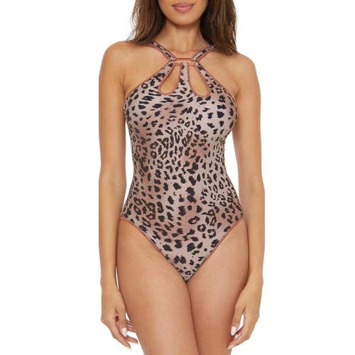 Becca by Rebecca Virtue Swimsuit Women's Medium Multi Leopard One Piece DSGL1170