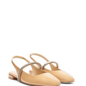 Stuart Weitzman Stefanie Flats Women's 8.5 M Beige Round Toe Slingback HTAT1038